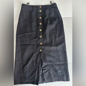 Giorgio Sant' Angelo Wool Womens Pencil Black Long Button Skirt